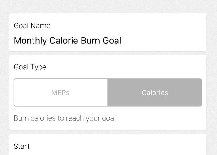 setting goals in MYZONE app