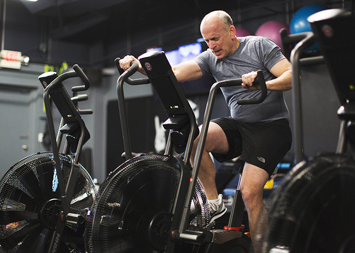Using the elliptical and heart rate wearable 