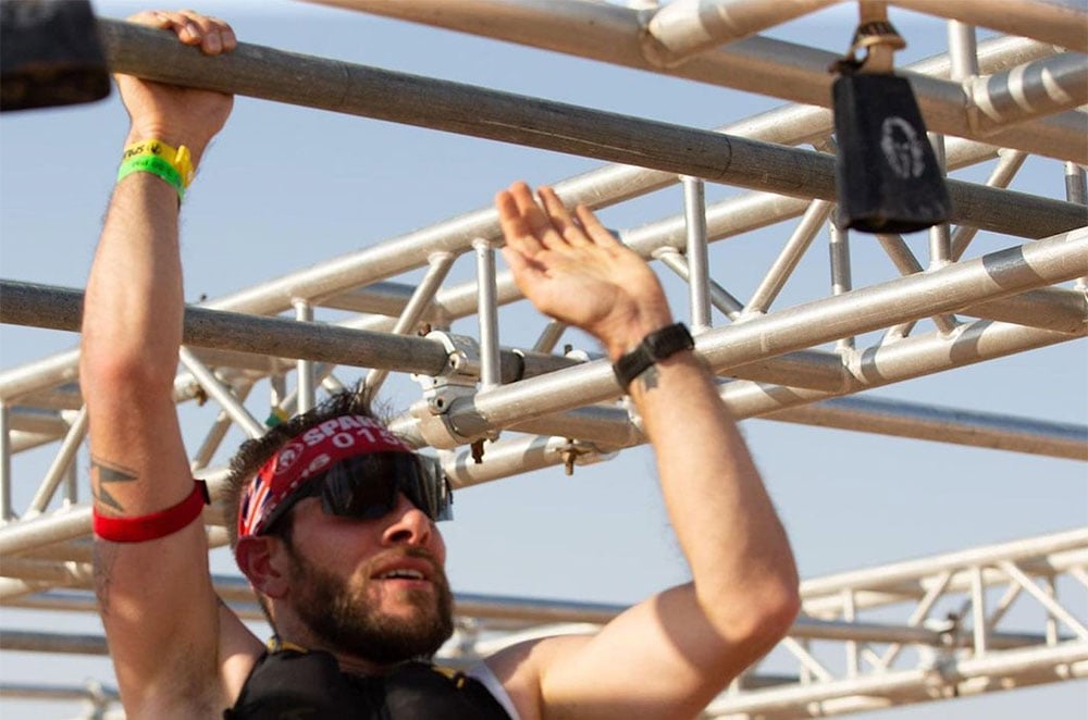 Monkey bars and reaching for the Spartan bell