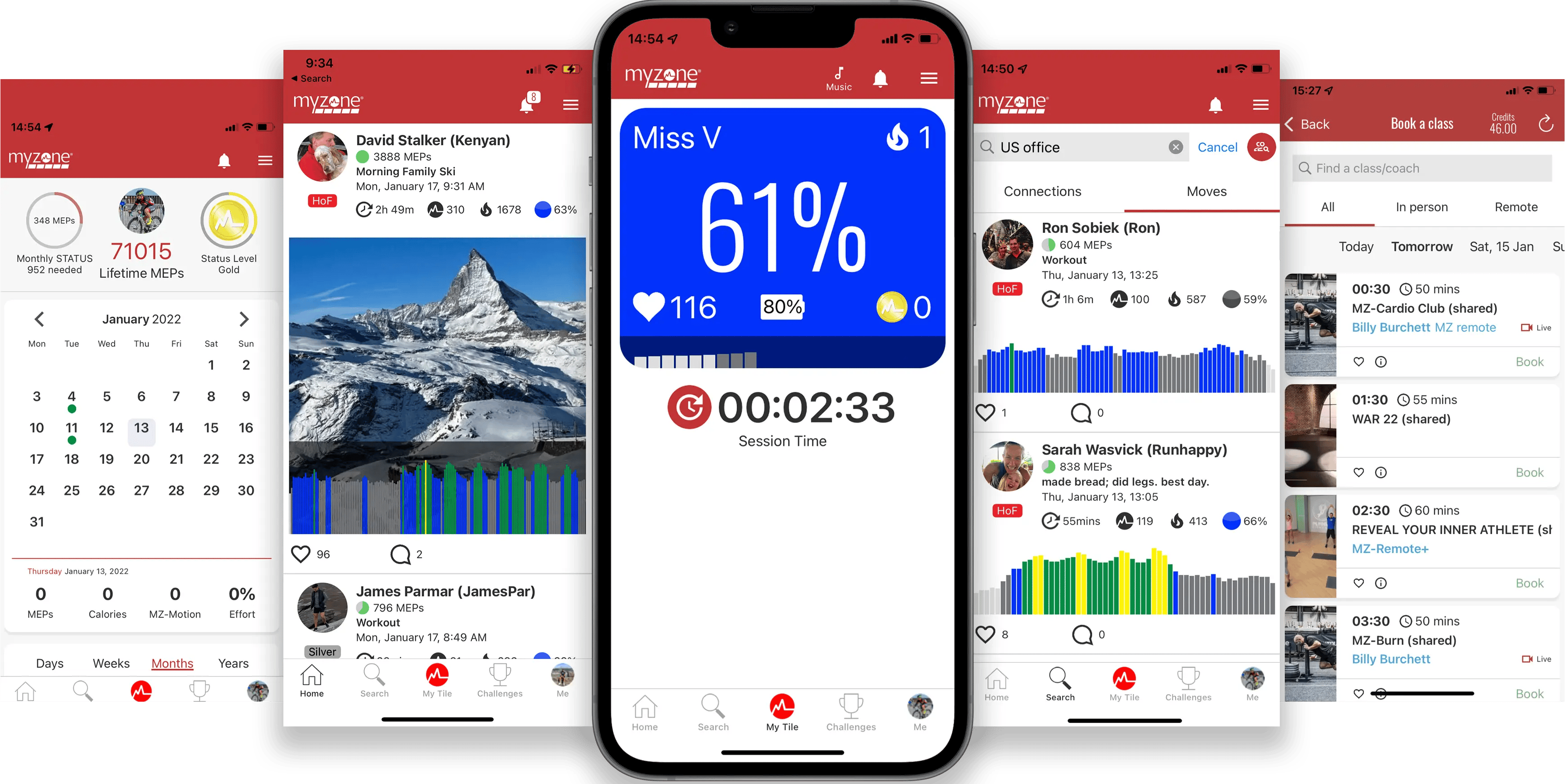 Myzone app screens
