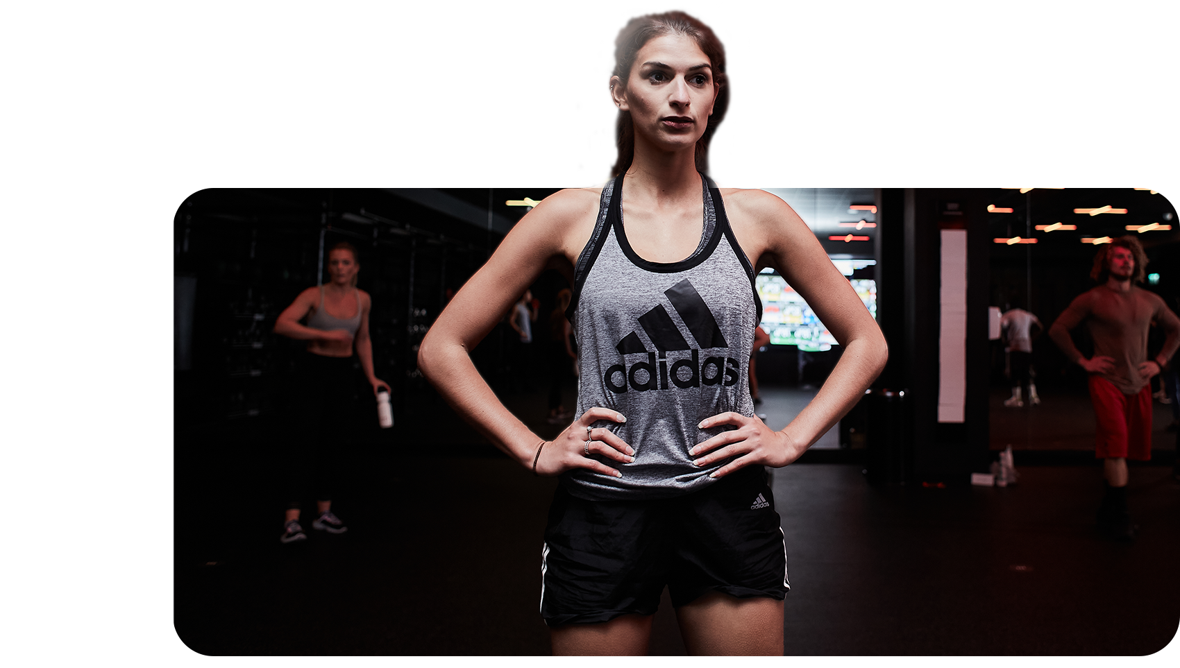 Woman in a group exercise gym class