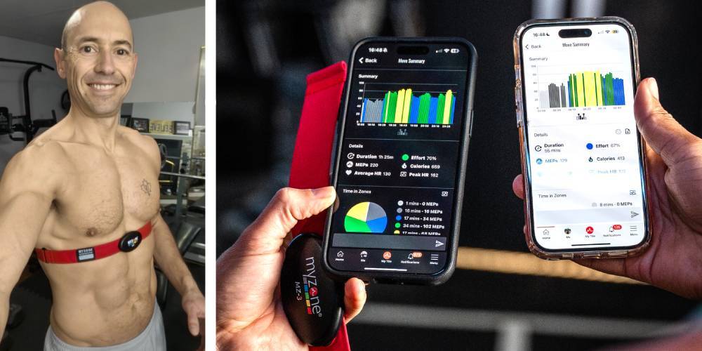 Alexander Oliver and the Myzone app after a workout
