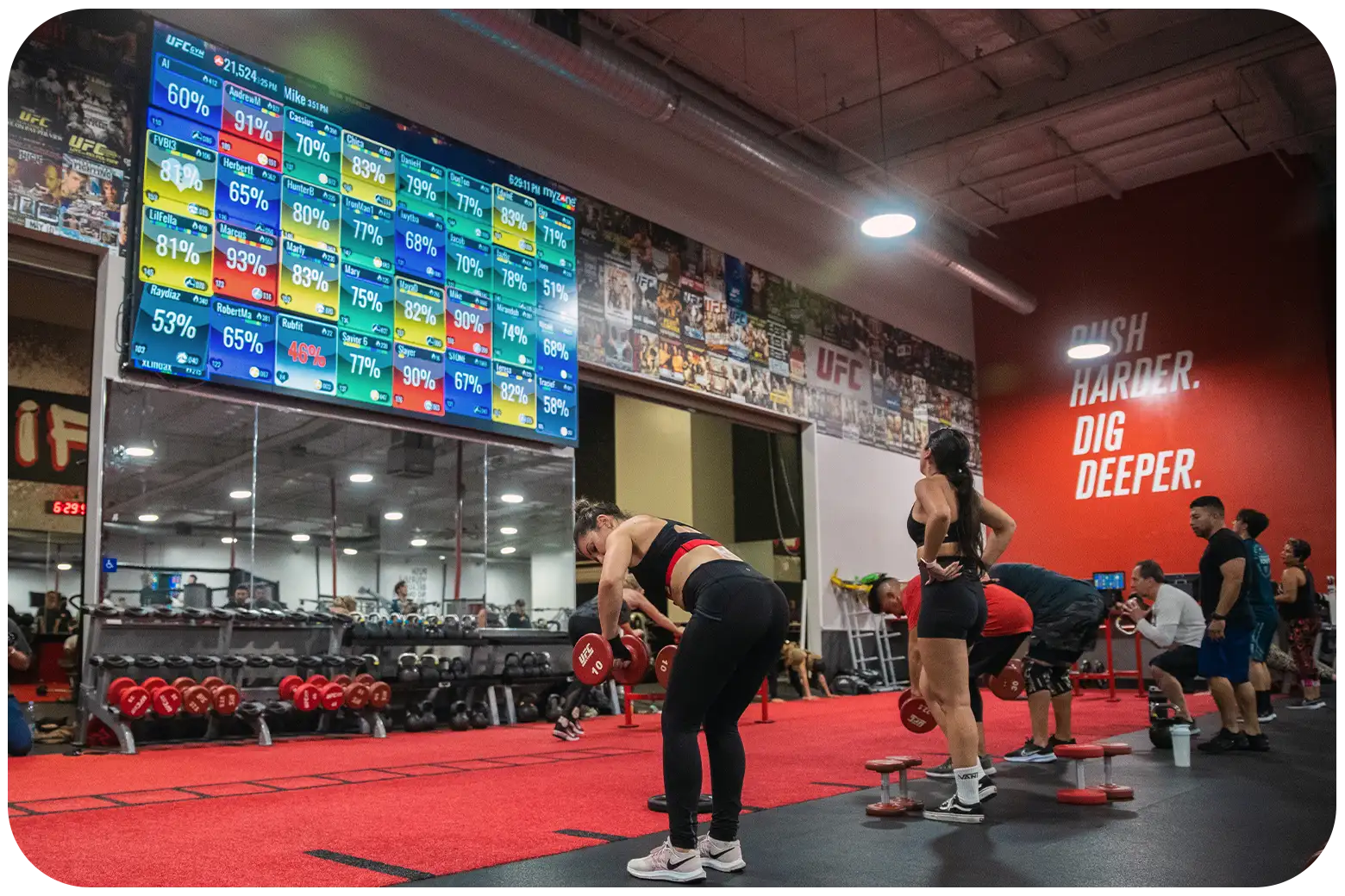 Myzone's tile screen as an impressive focal point in UFC GYM
