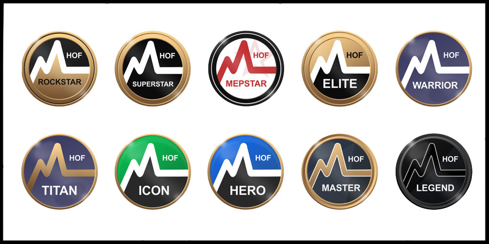 Myzone status achievements for Hall of Fame community