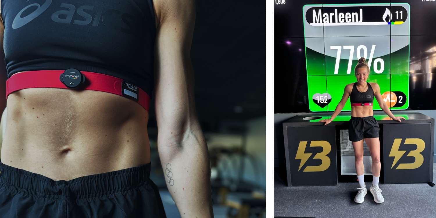 Olympian Marleen Jochems wearing a Myzone device in a David Lloyd BLAZE studio