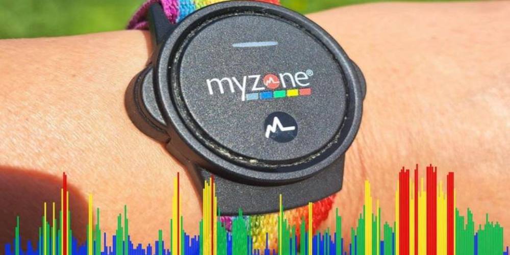Heart rate monitor with a rainbow Pride strap