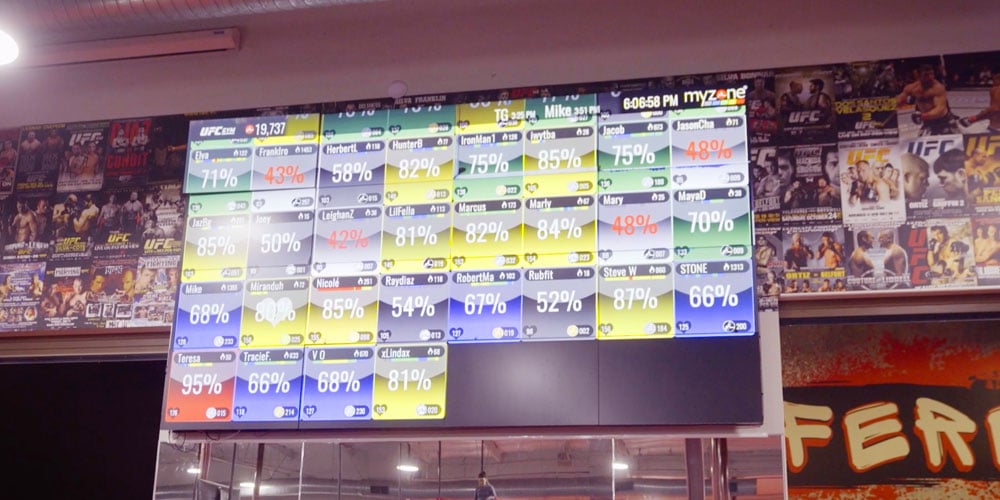 Myzone tile screen in the gym