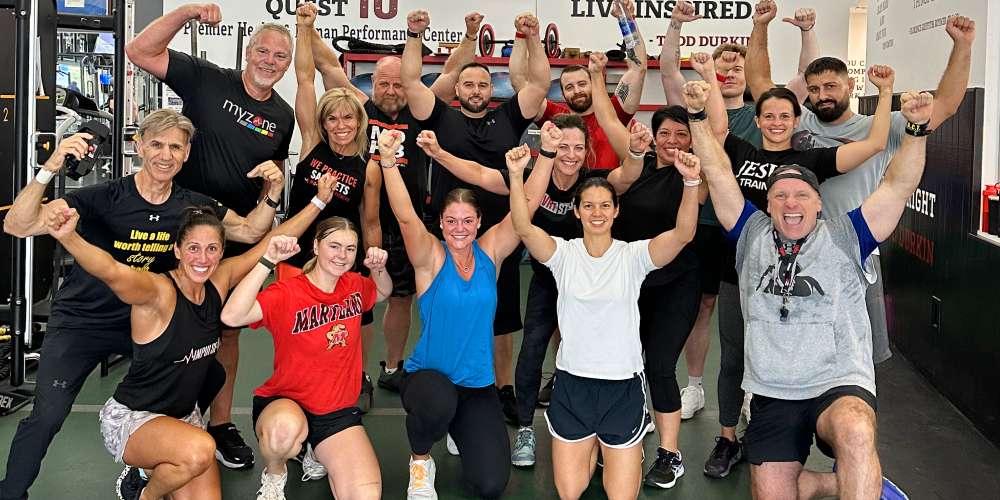 Members of Fitness Quest 10 after a workout with Todd Durkin.