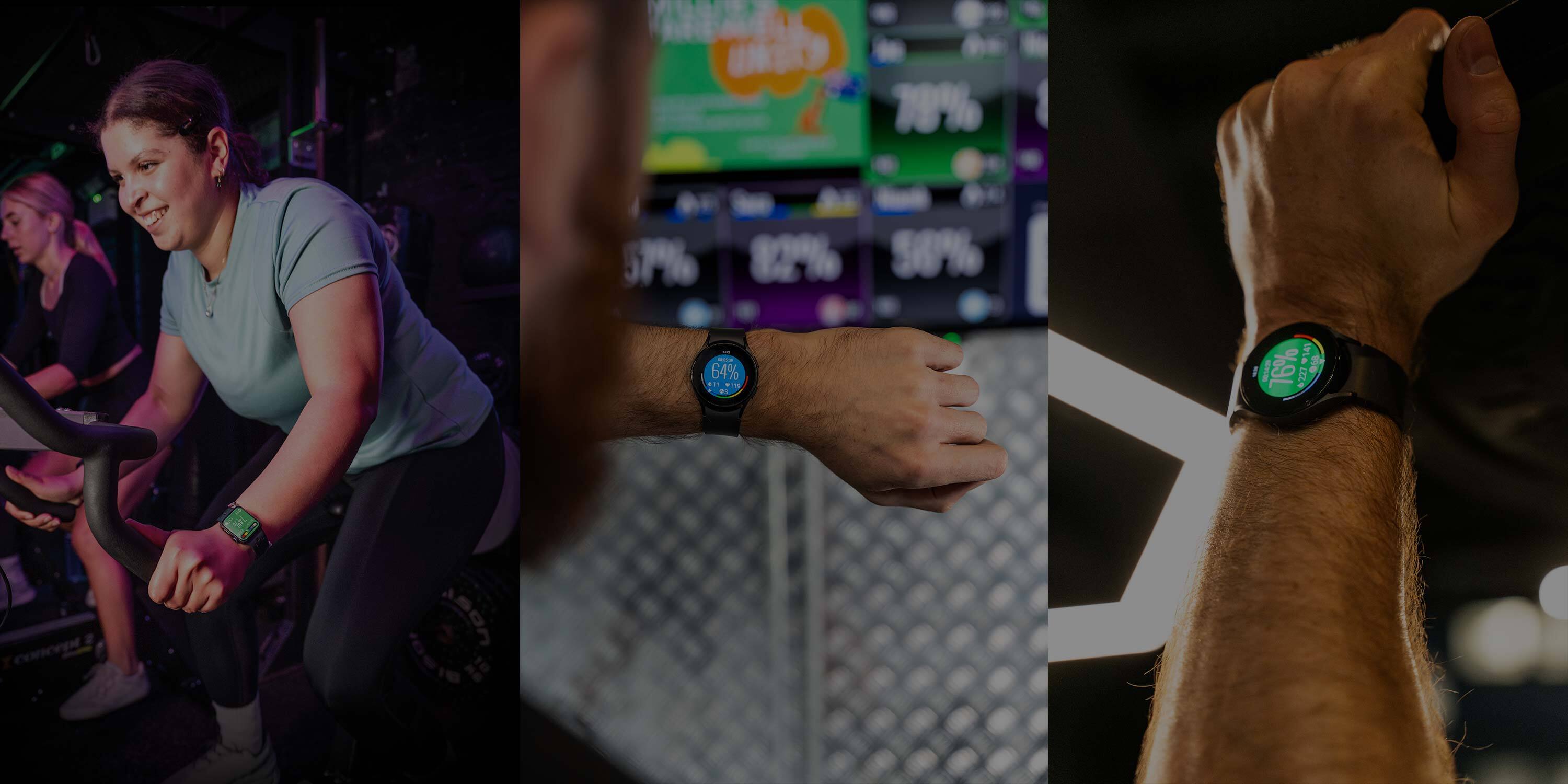 Examples of Myzone Go gym software for Apple Watch and Android Wear