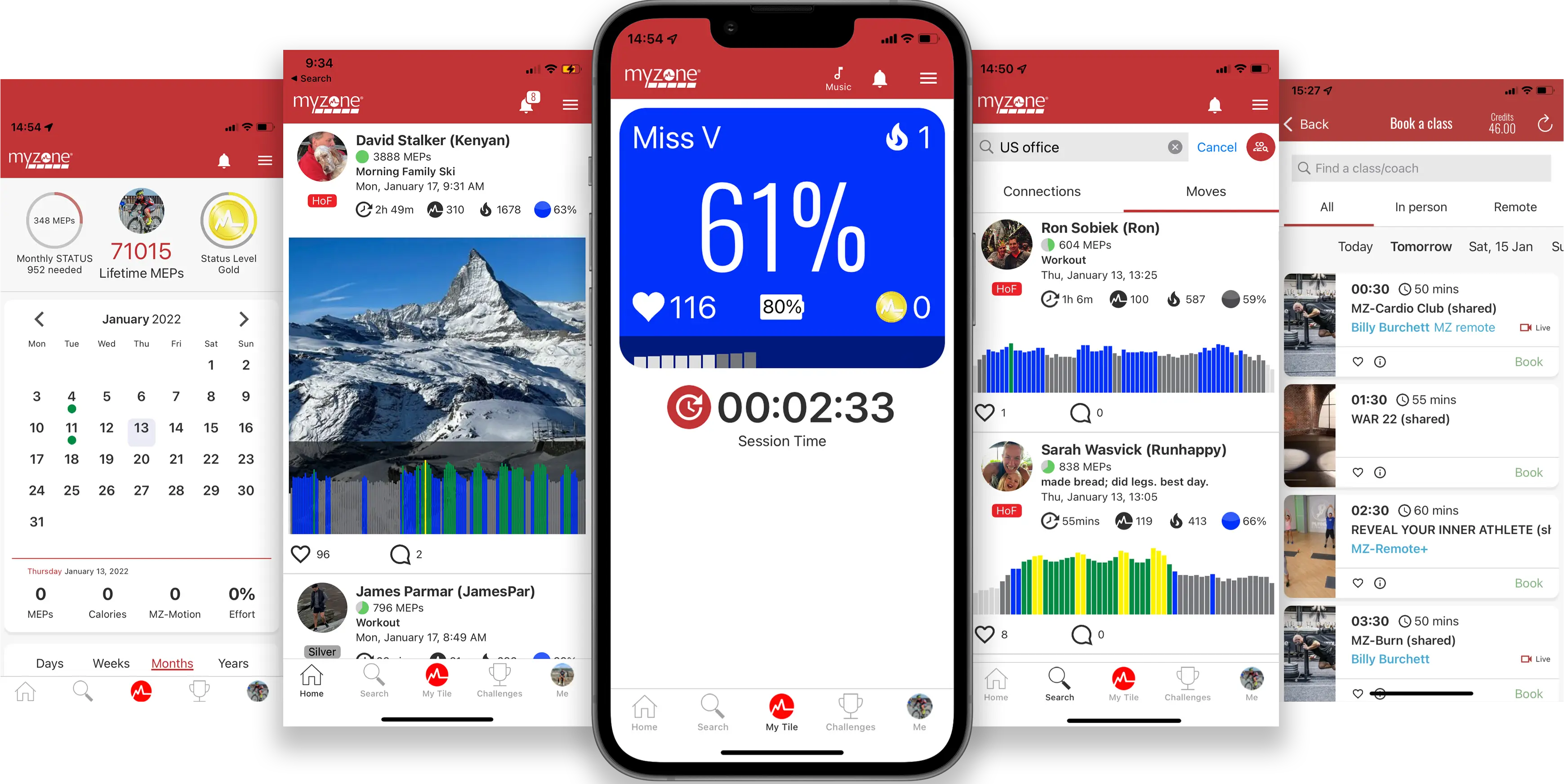 Myzone app screens